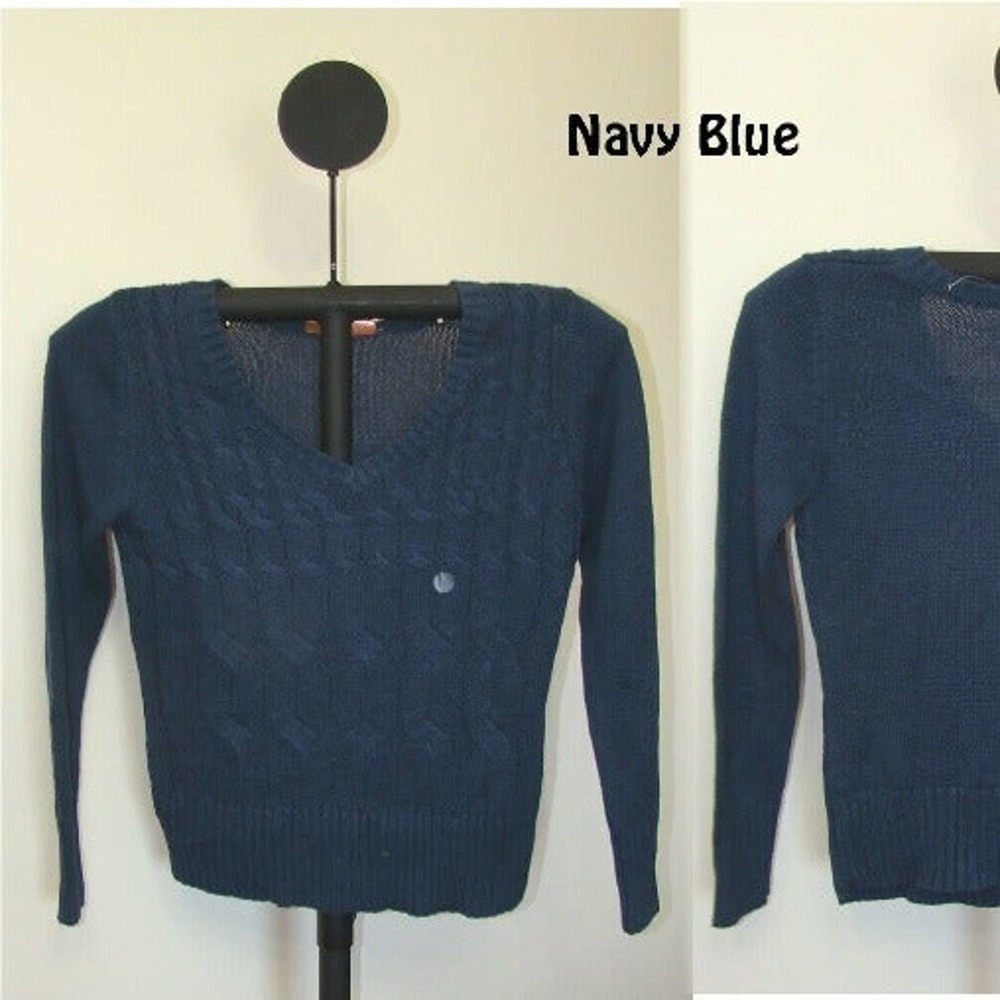 Northcrest Blue Women's Heavy Pull Over V Neck Sweater - S - Picture 1 of 1